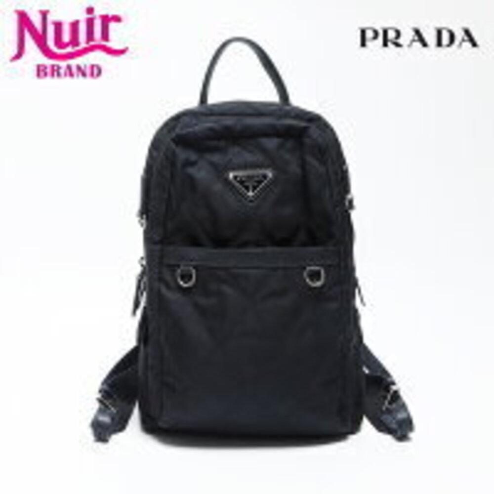 Prada Triangle Logo Quilted Shoulder Bag Black